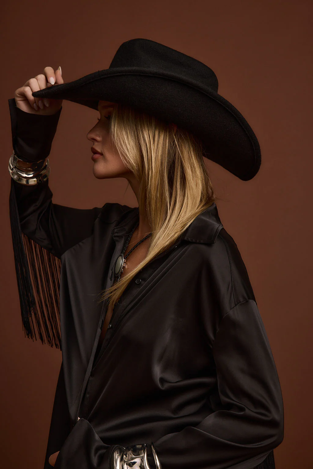 Santana Black Fringe Button Up Top - Image 4