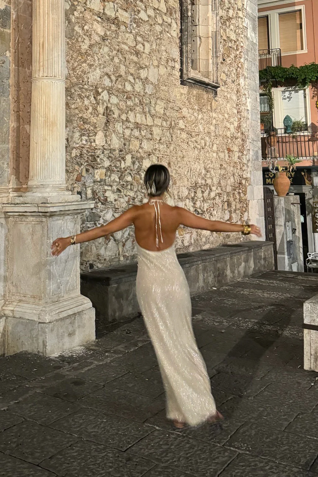 Serafino Gold Embellished Maxi Dress - Image 5