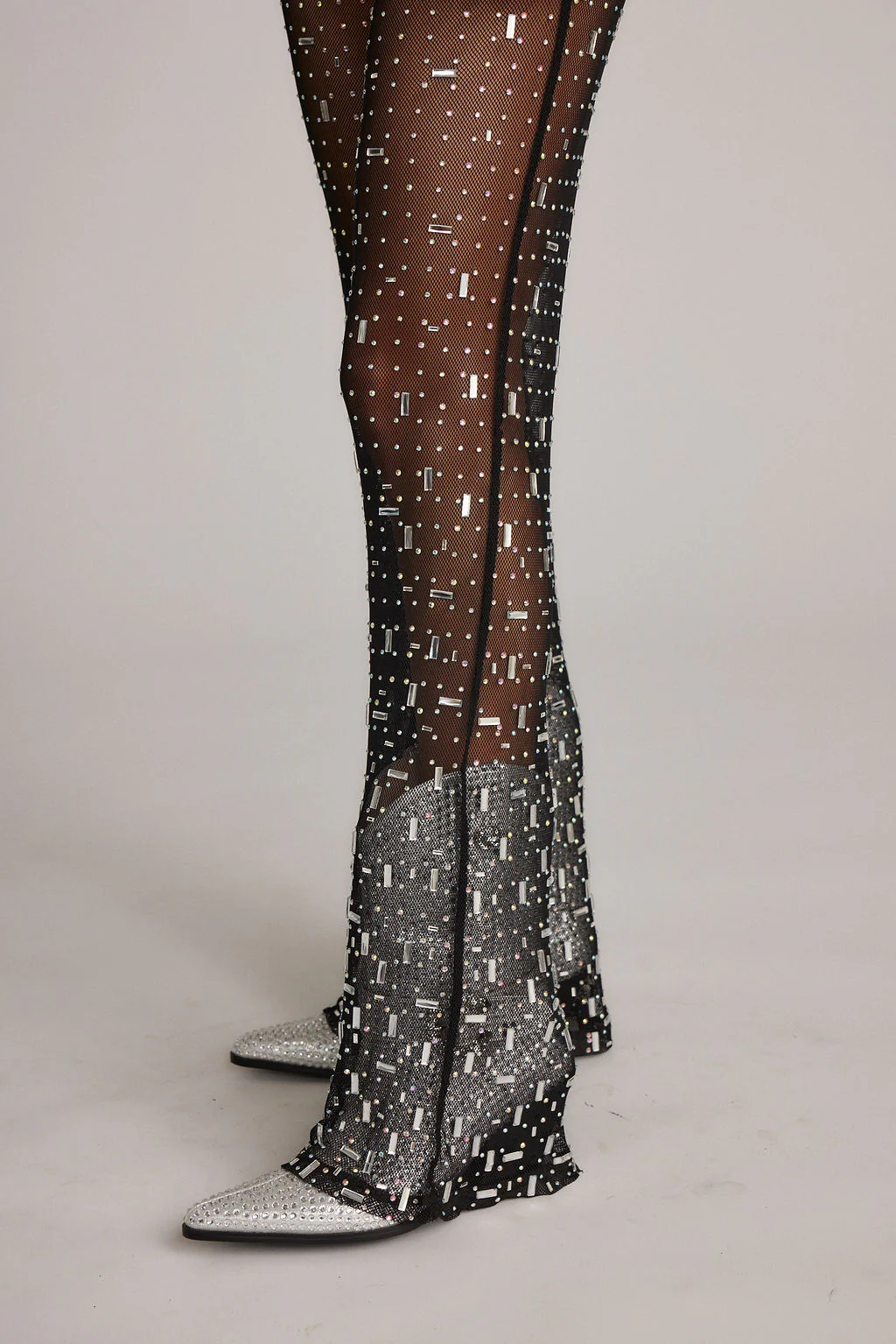Shania Black Mesh Rhinestone Jumpsuit - Image 4