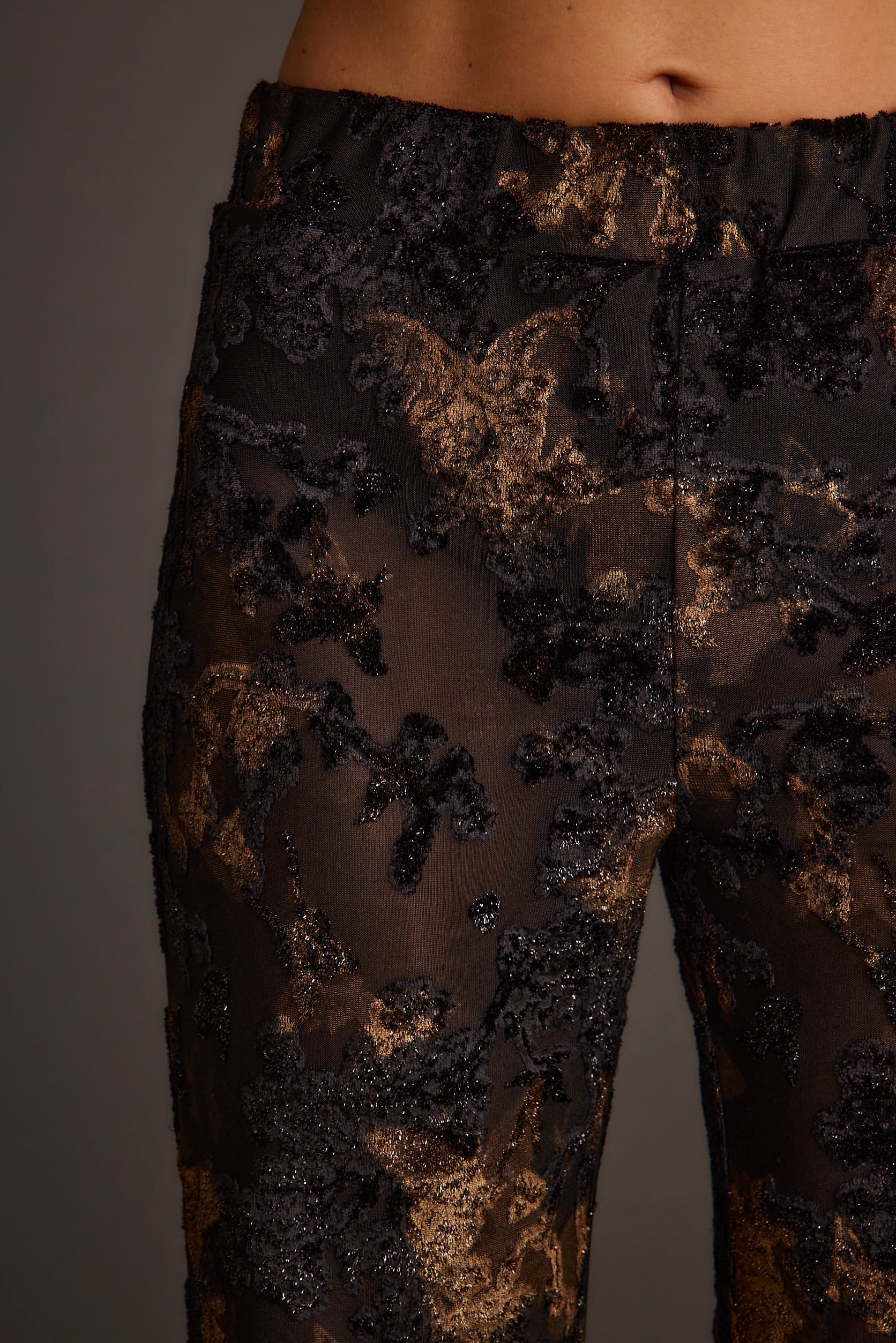 Blaise Black and Gold Mid Rise Flare Pants - Image 4
