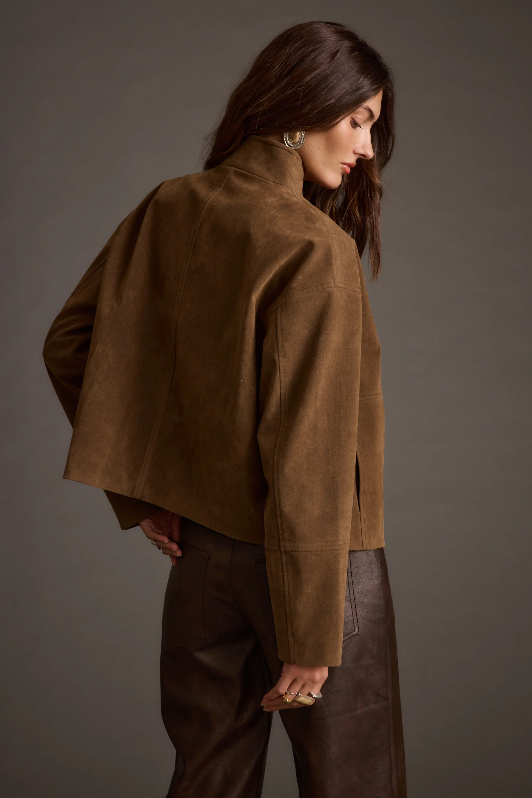 Sienna Brown Vegan Suede Jacket - Image 2