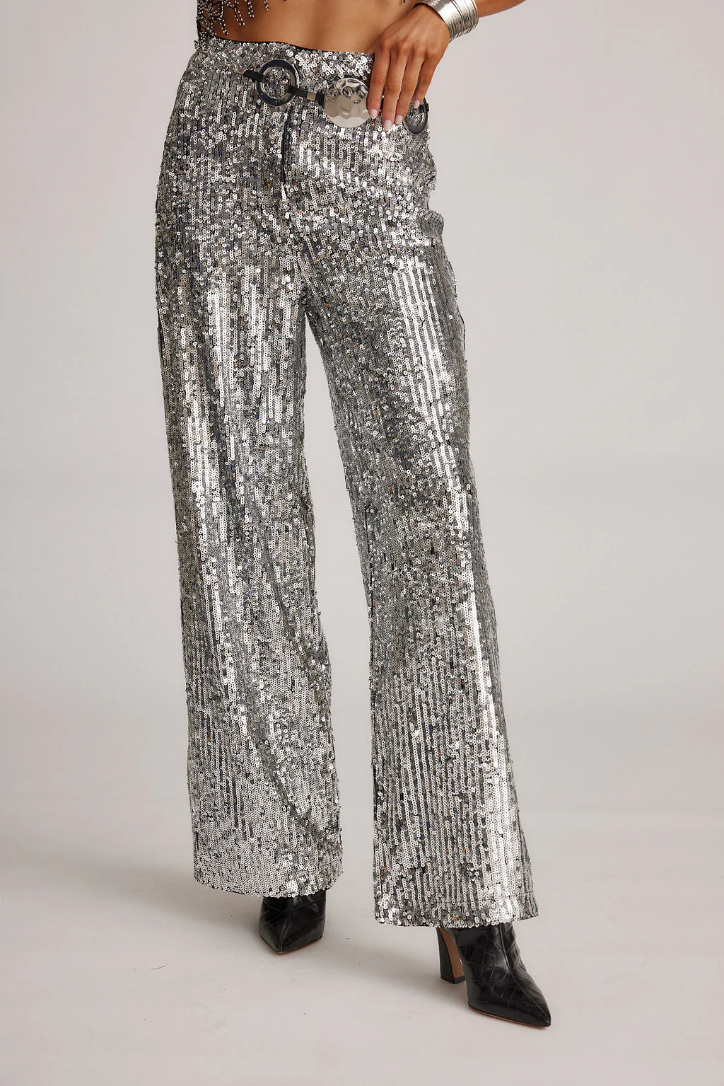 California Dreaming Silver Sequin Trousers - Image 5