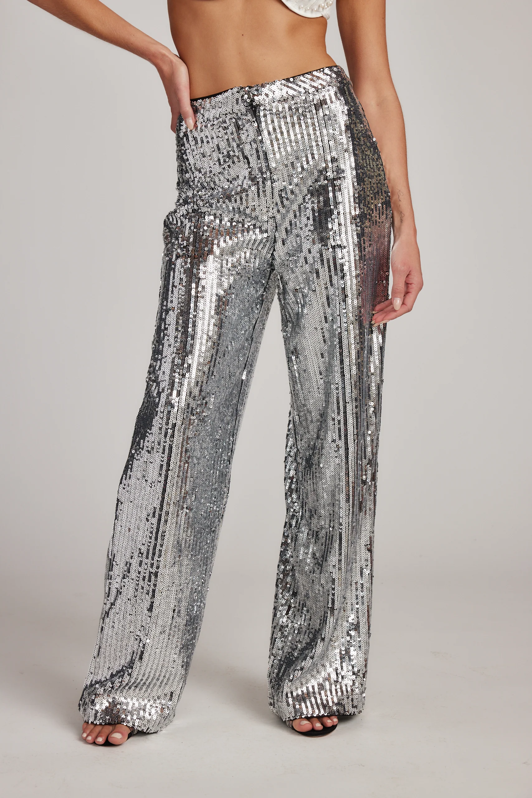 California Dreaming Silver Sequin Trousers - Image 9
