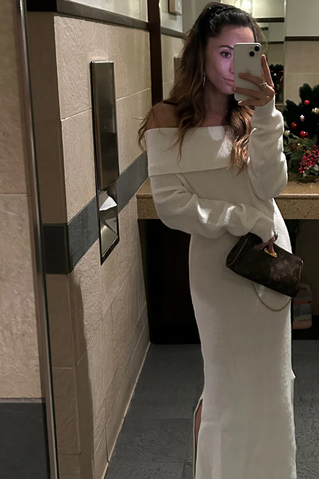 Simone White Off The Shoulder Sweater Maxi Dress - Image 8