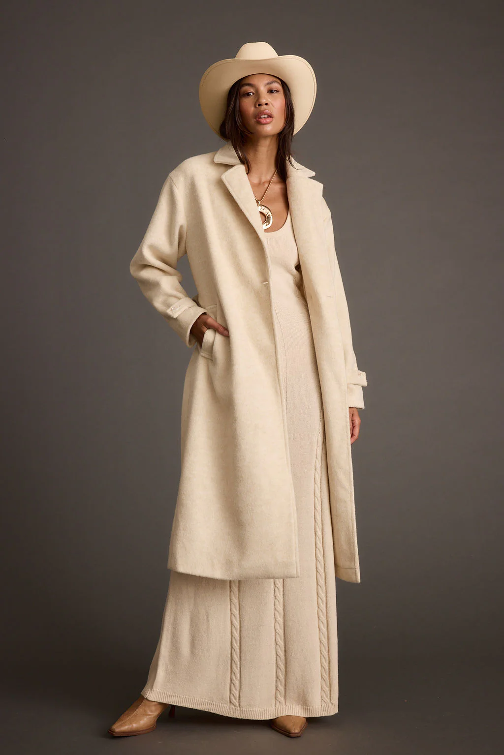 Sinclair Ivory Belted Coat - Image 2
