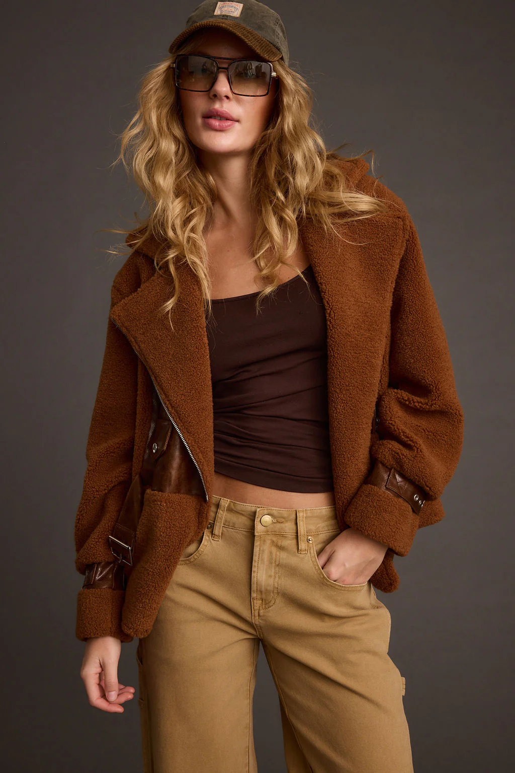 Slater Mocha Moto Sherpa Coat - Image 8