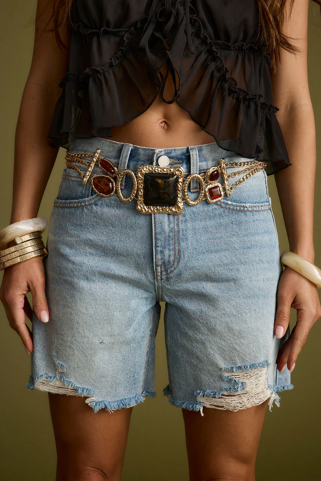 Soleil Statement Stone Gold Chain Belt - Image 3