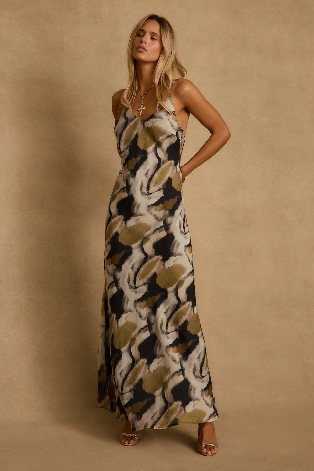Solmar Olive Abstract Maxi Dress - Image 6