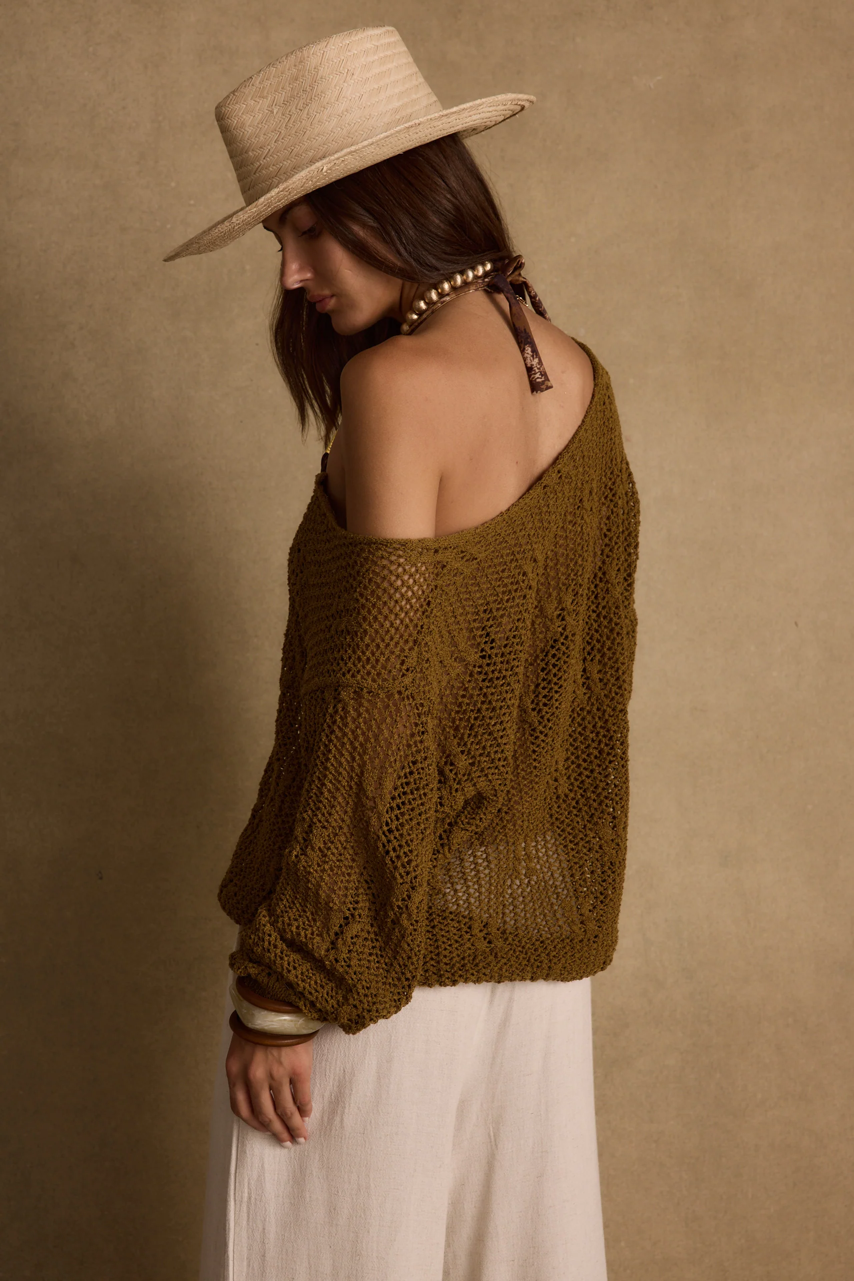 Sunfade Olive Crochet Sweater - Image 2