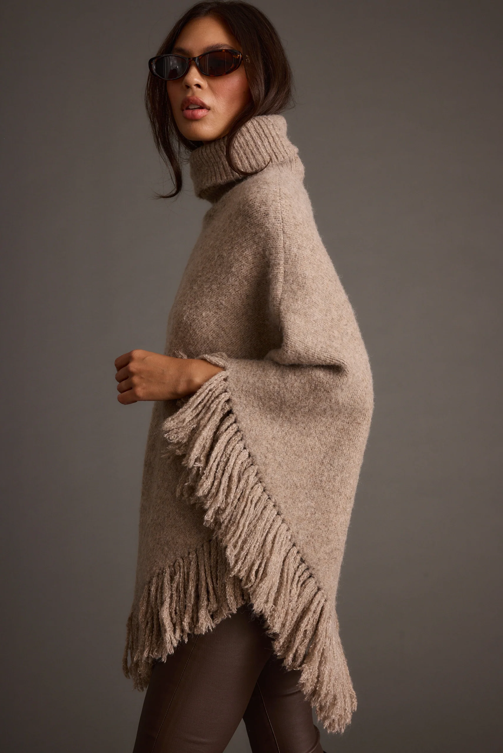 Tabitha Dark Taupe Poncho - Image 4