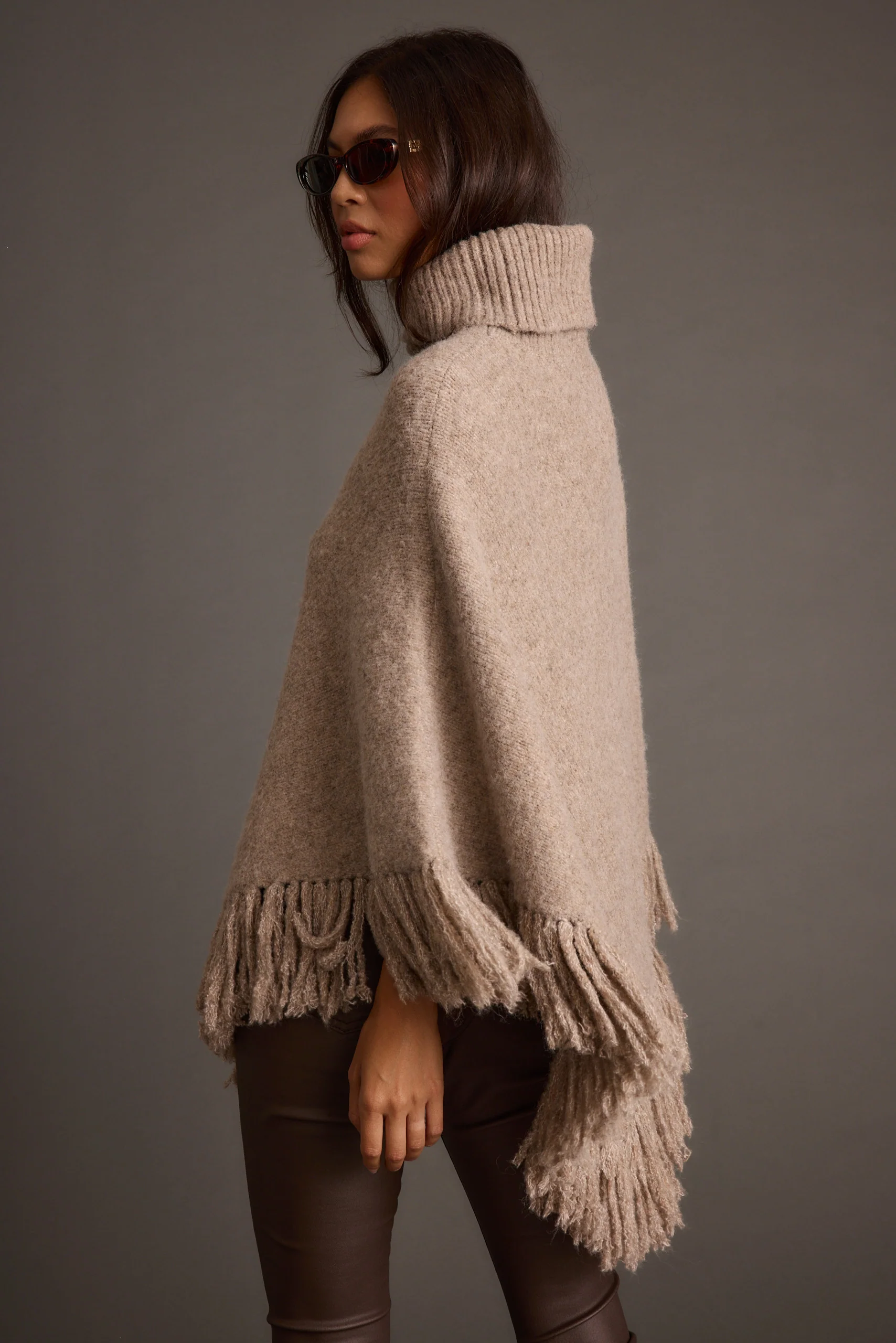Tabitha Dark Taupe Poncho - Image 5