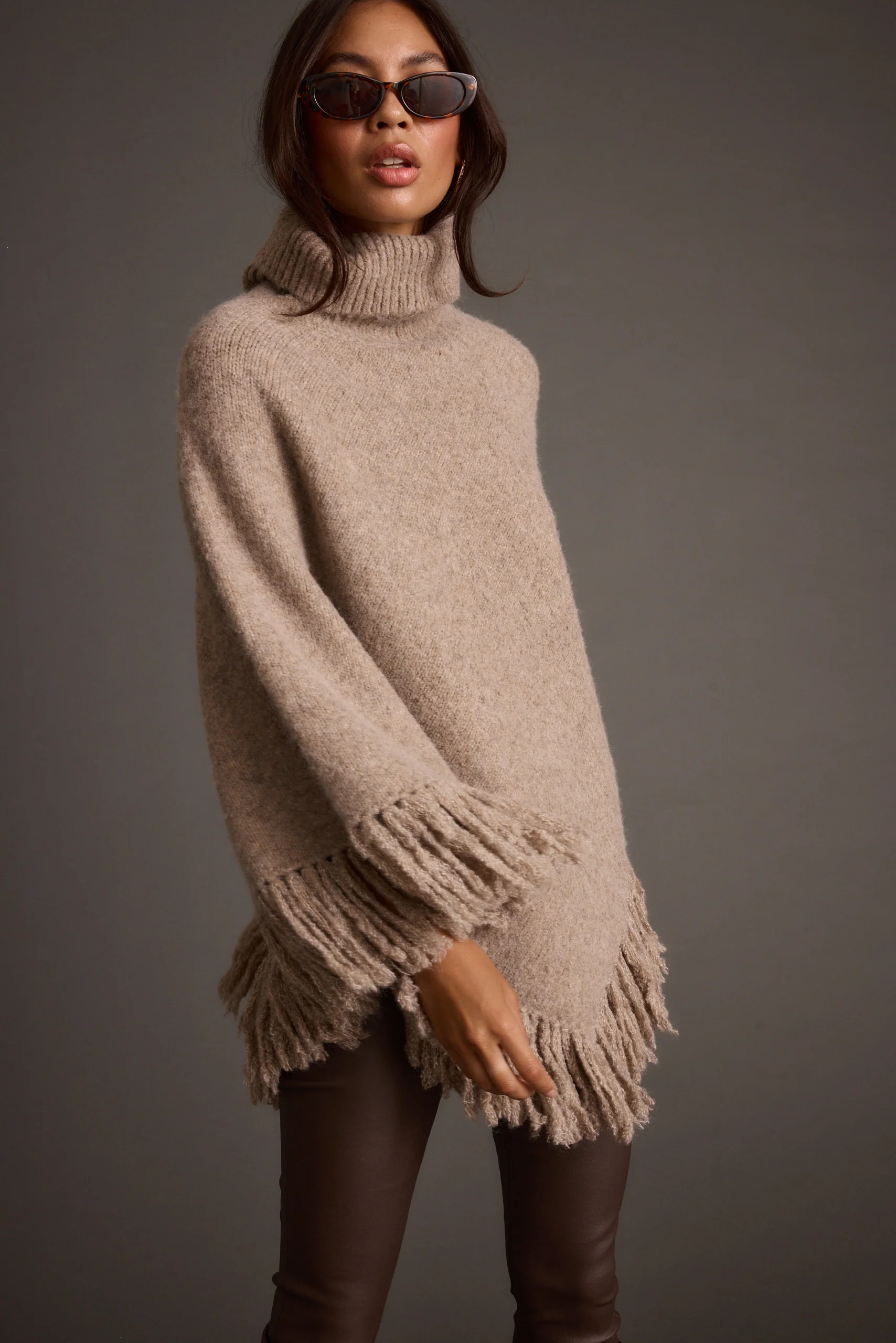 Tabitha Dark Taupe Poncho - Image 6
