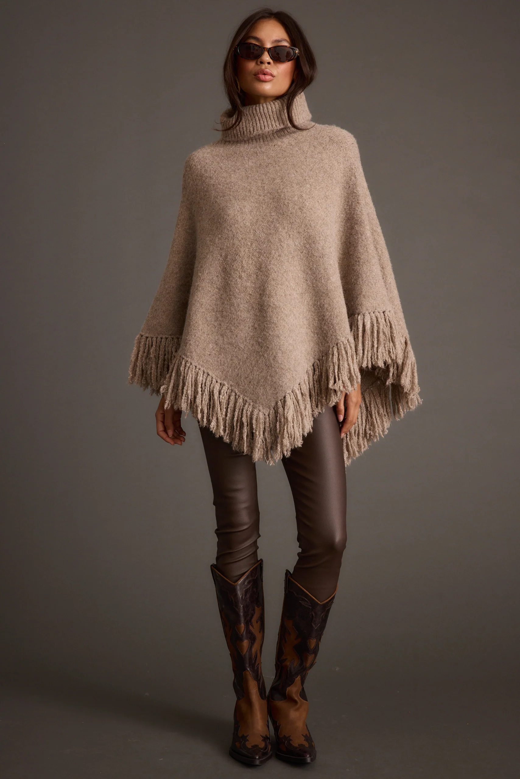 Tabitha Dark Taupe Poncho - Image 7