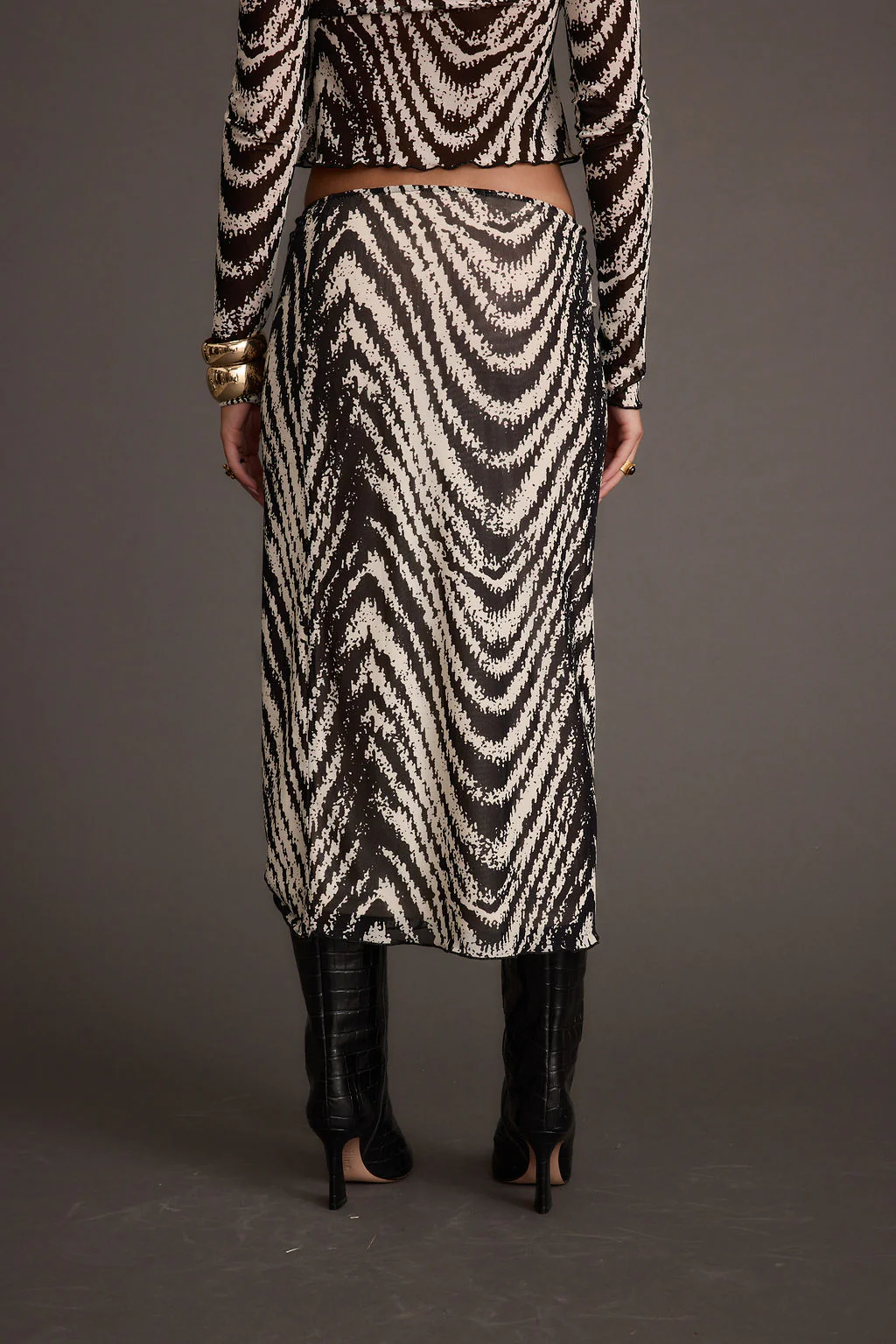 Taryn Zebra Mesh Midi Skirt - Image 3