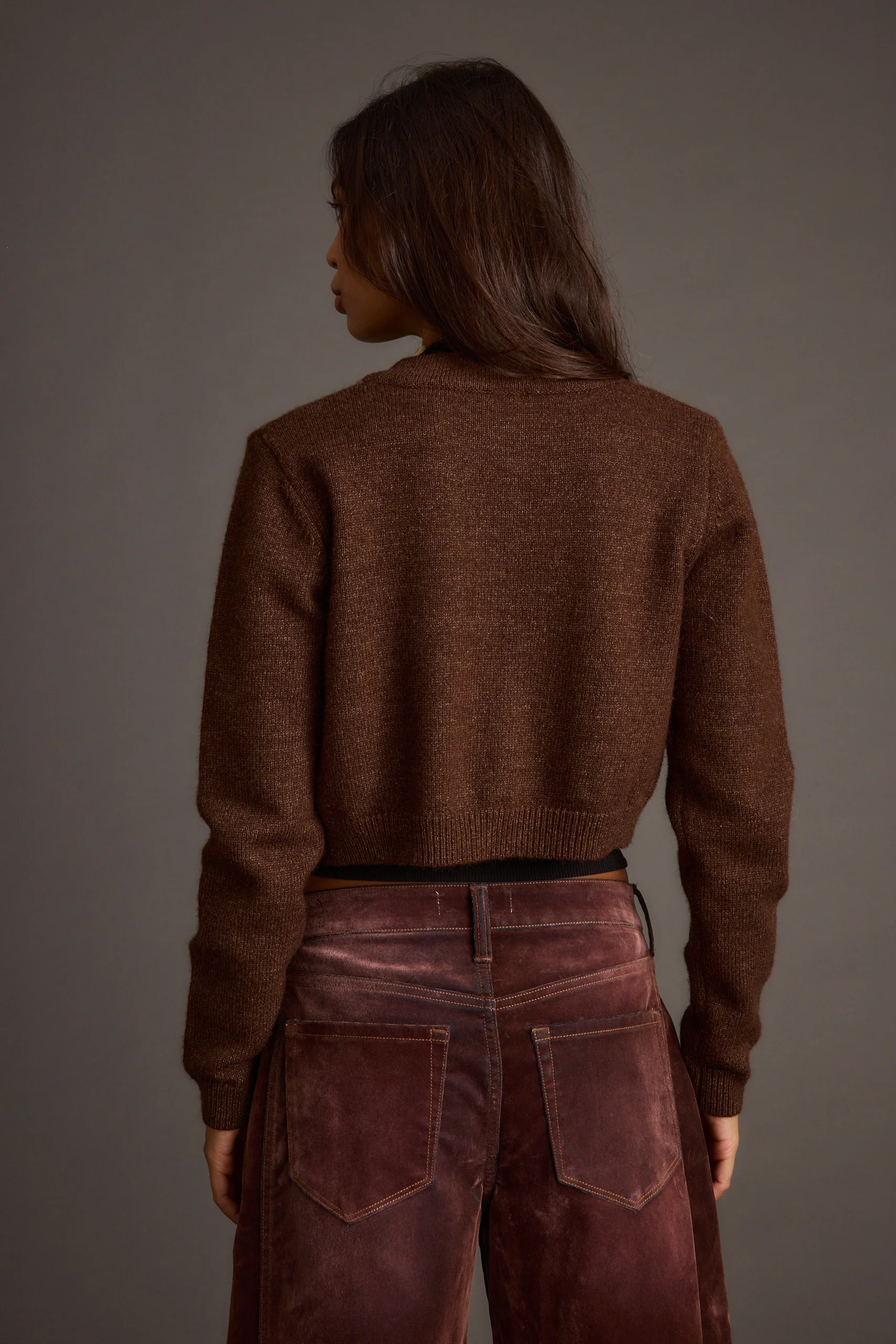 Teresa Mocha Cropped Cardigan - Image 5