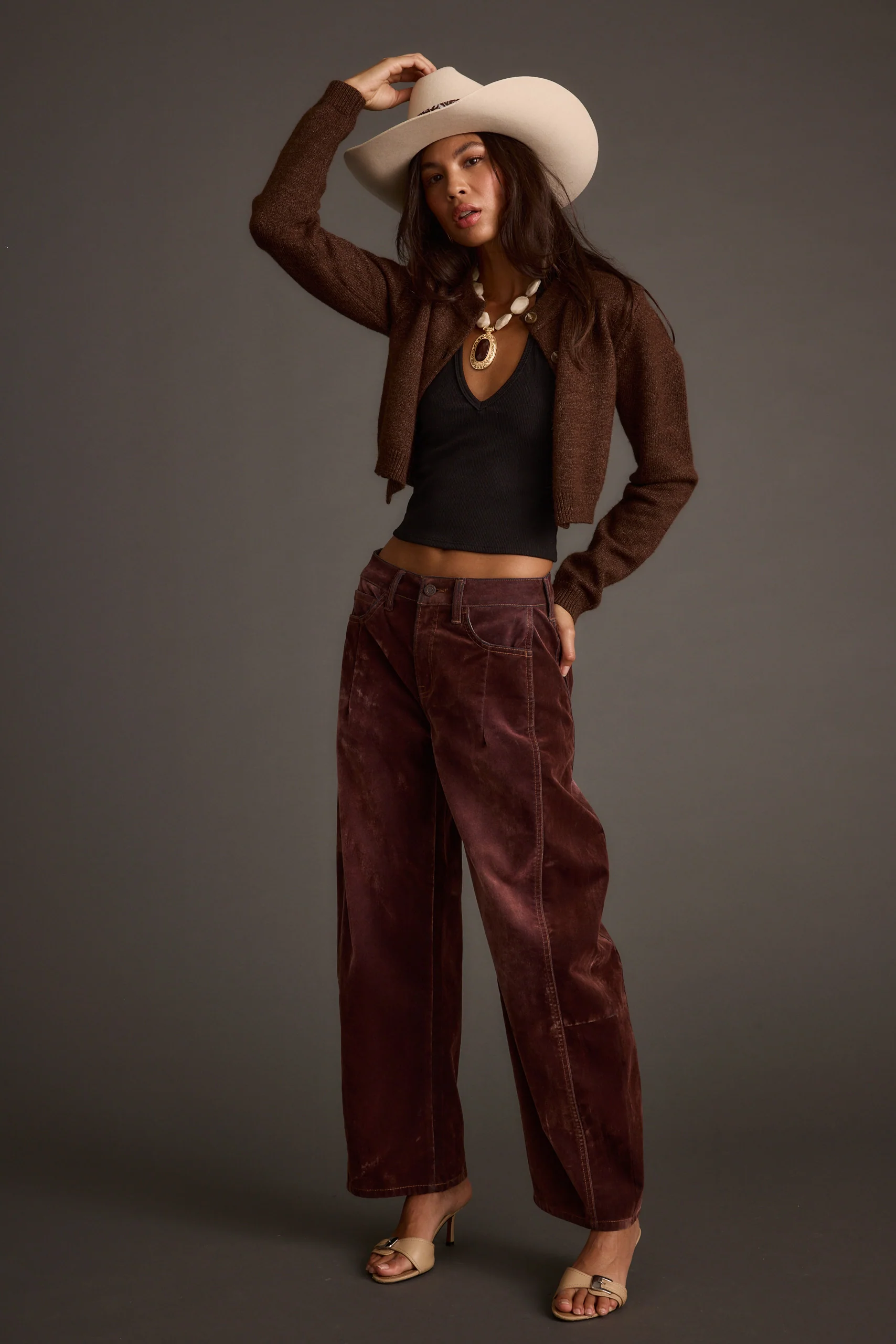 Teresa Mocha Cropped Cardigan - Image 9
