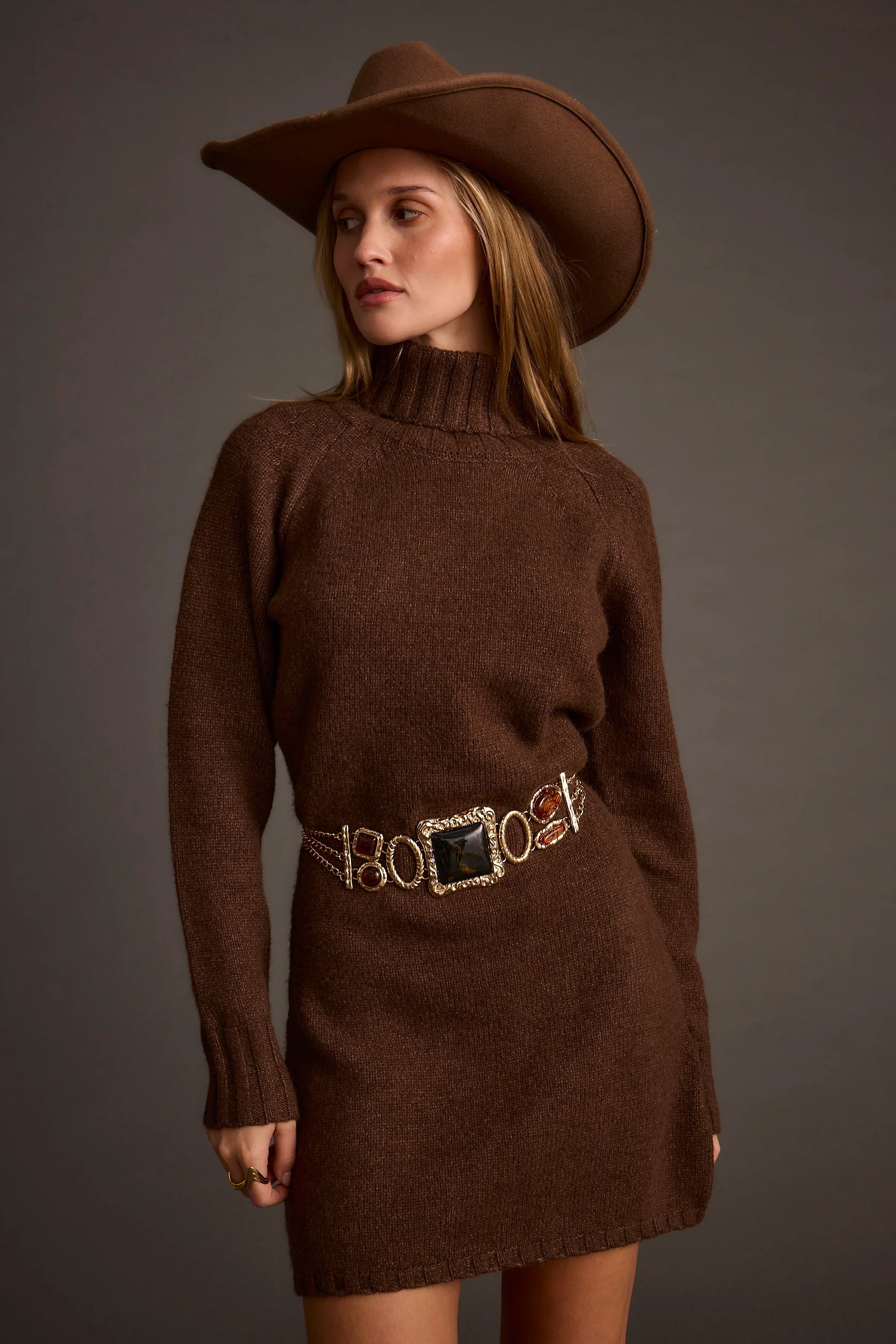 Topanga Mocha Sweater Mini Dress - Image 2