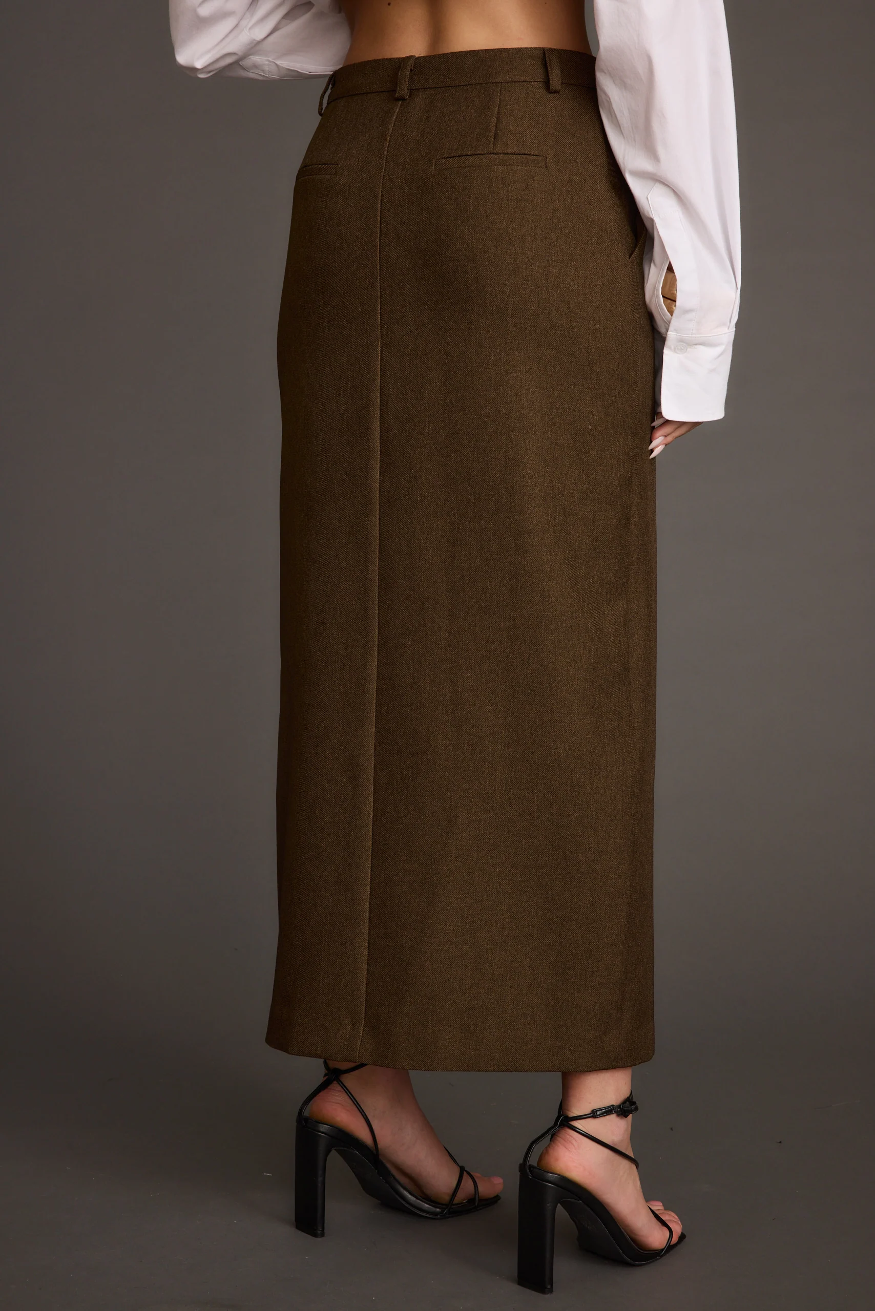 Tory Mocha Twill Midi Skirt - Image 8