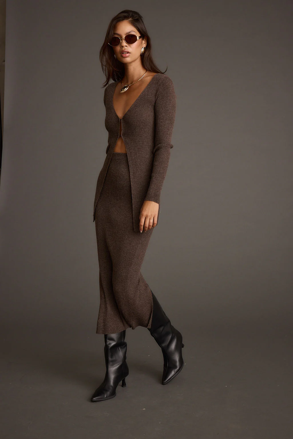 Tusk Mocha Sweater Midi Skirt - Image 3