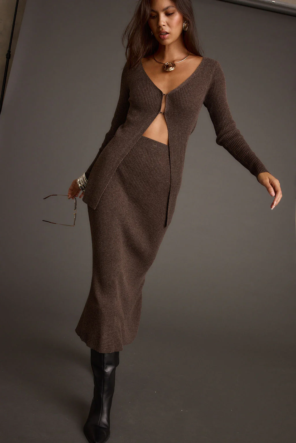 Tusk Mocha Sweater Midi Skirt - Image 5