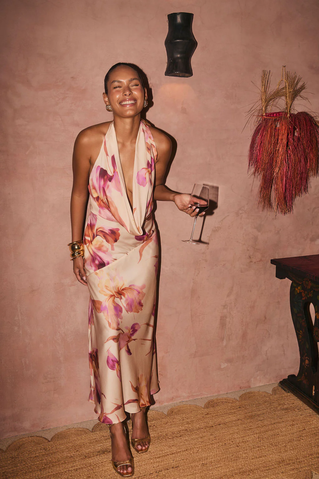 Valentina Light Pink Floral Maxi Dress