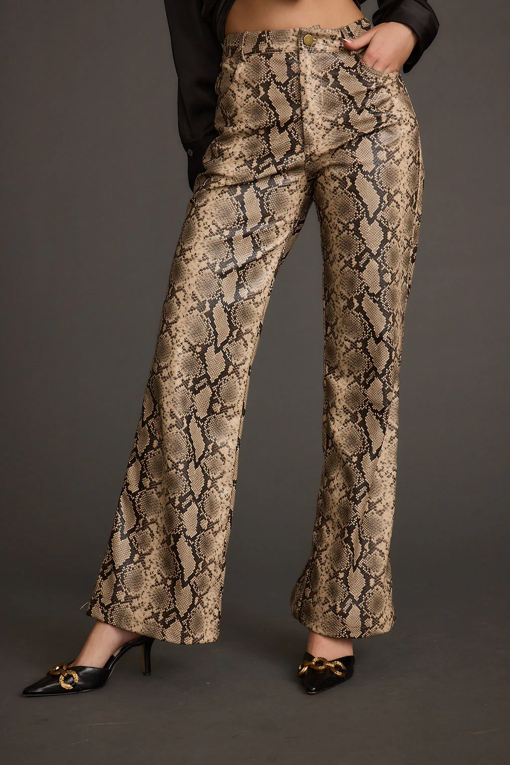 Viper Room Cream Snake Print Vegan Leather Pants - Image 6