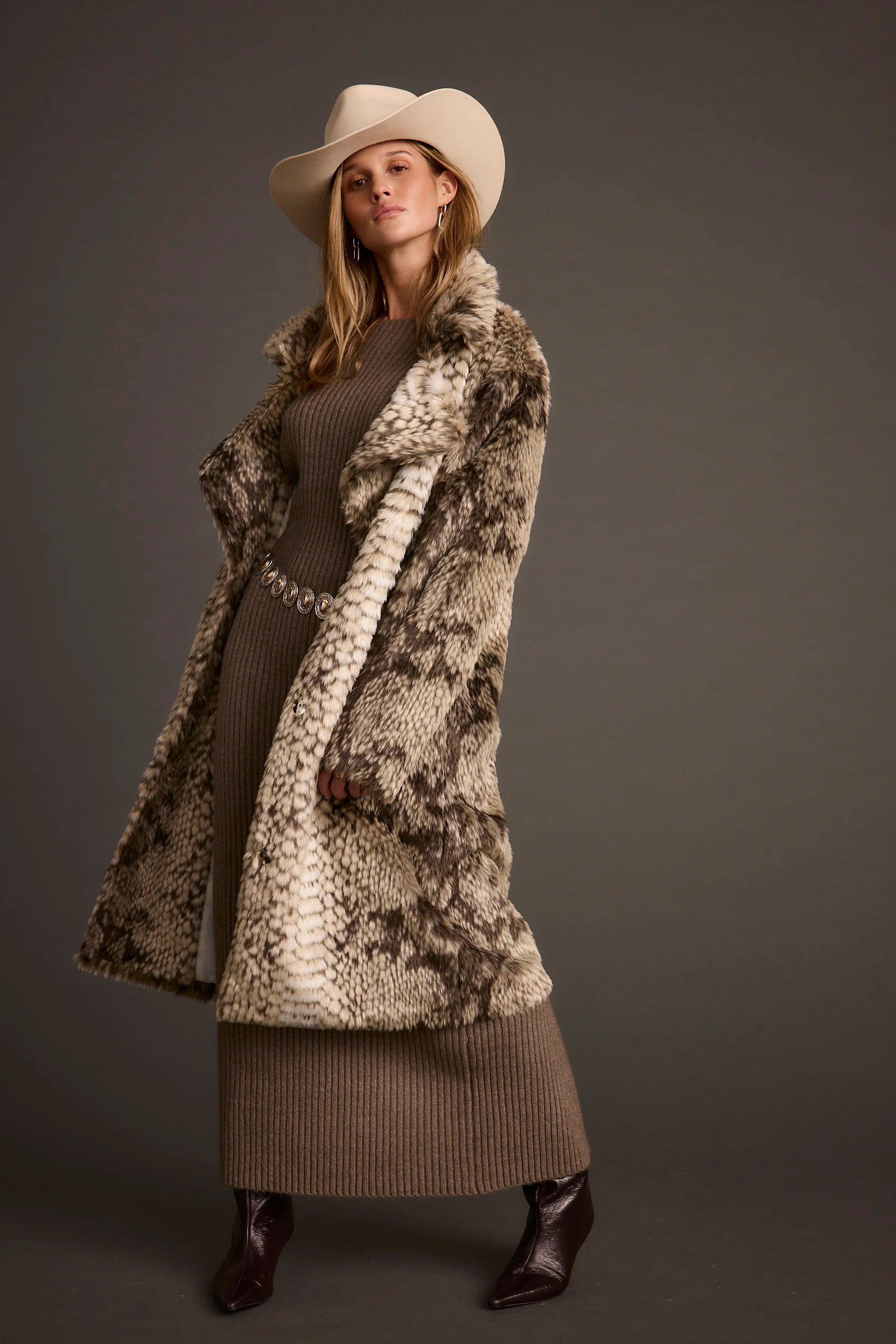 Vivienne Grey Snake Faux Fur Jacket - Image 8