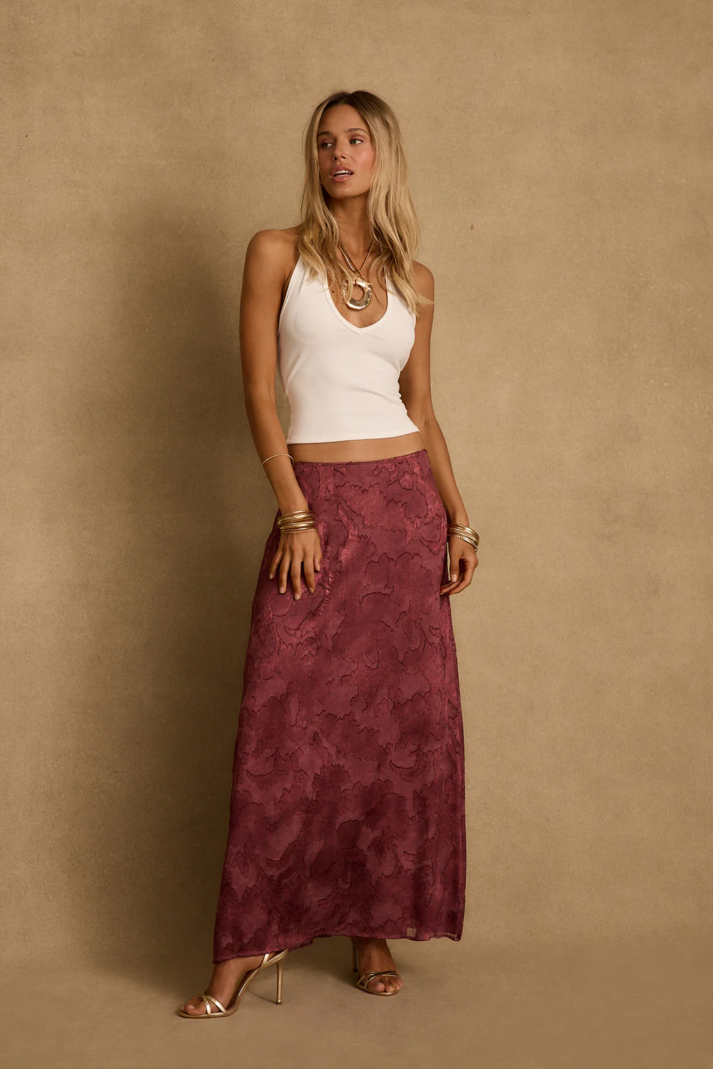 Waverly Mulberry Maxi Skirt - Image 2