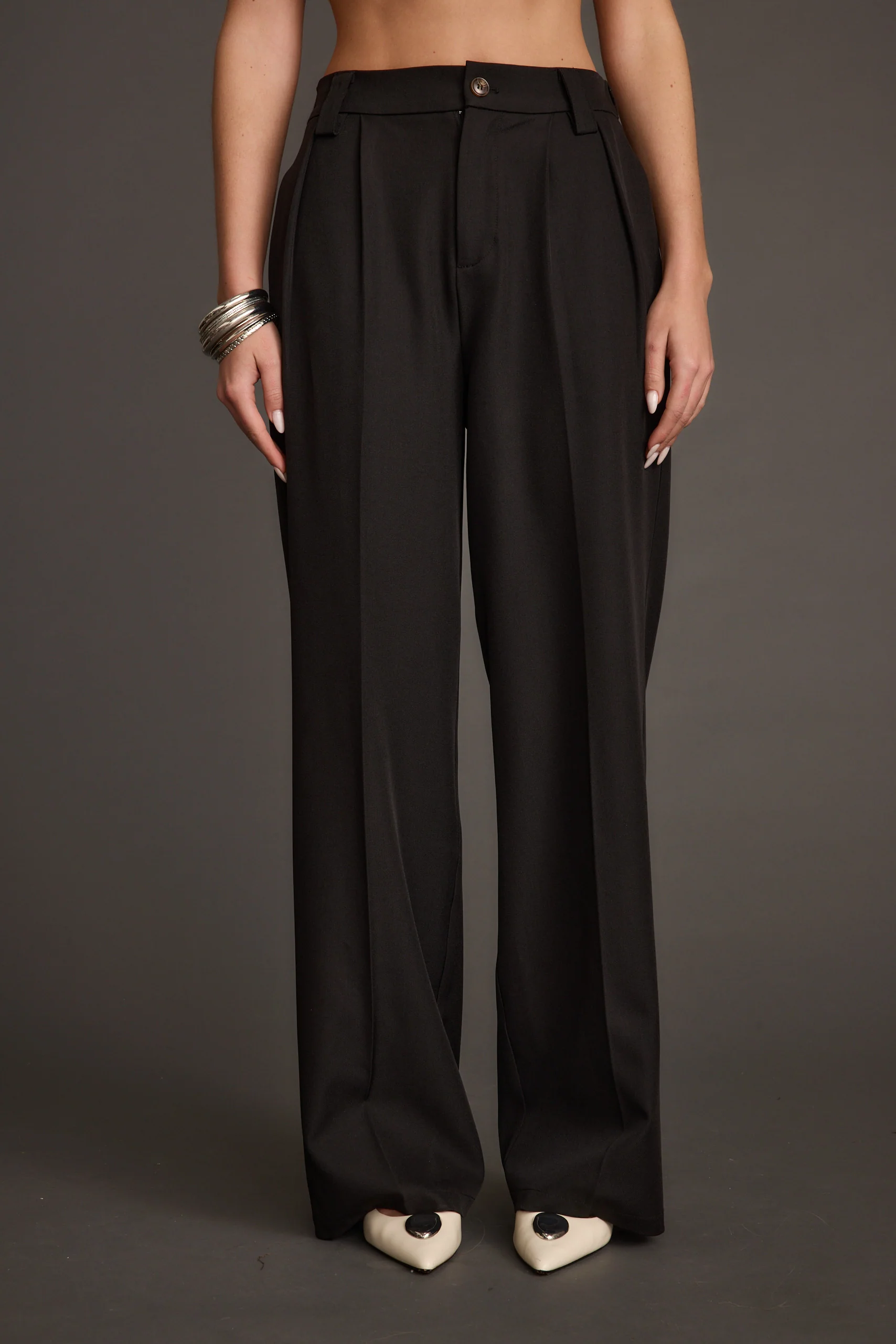 Weiss Black Wide Leg Trousers - Image 5