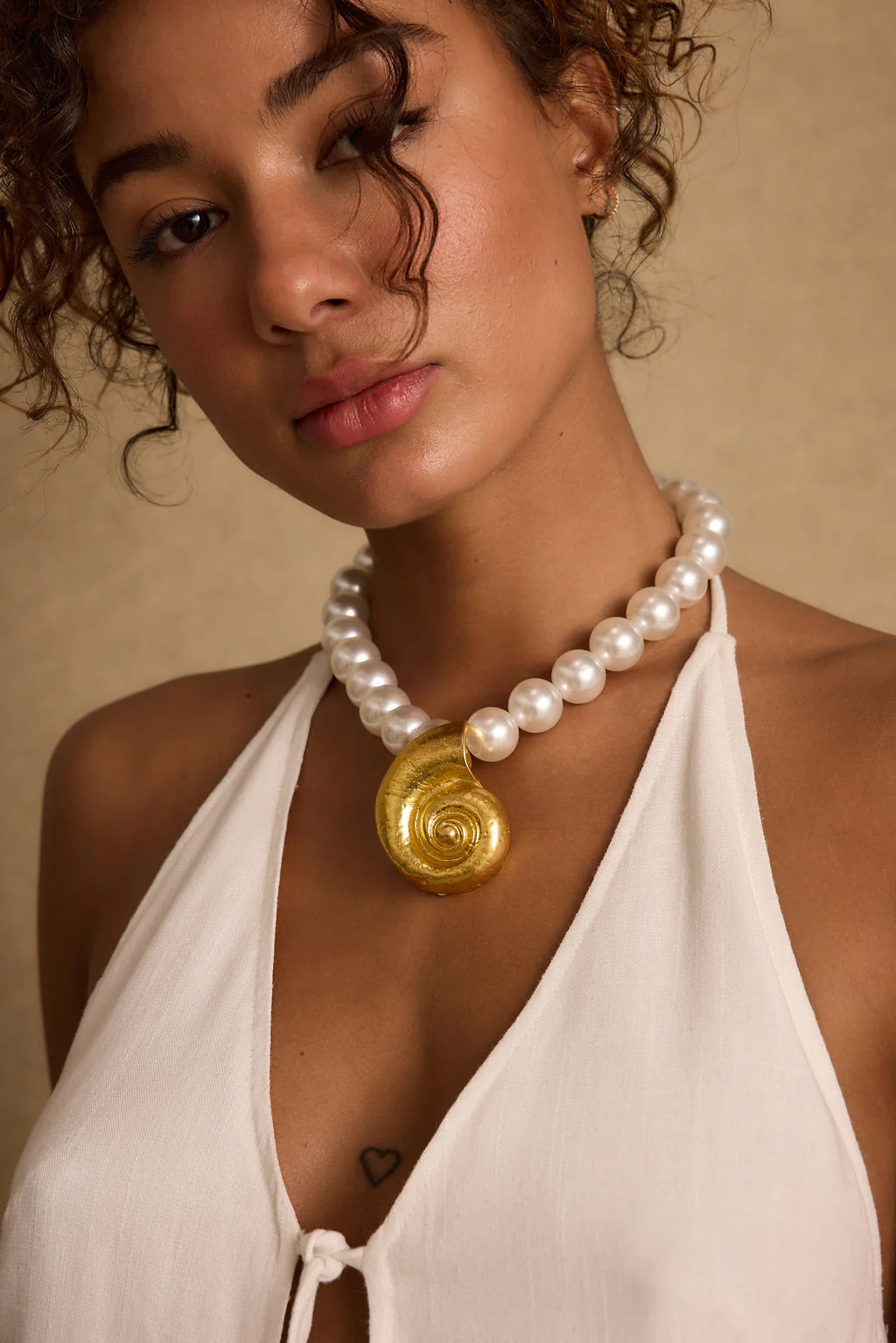 Zabelle Pearl and Gold Statement Necklace - Image 6