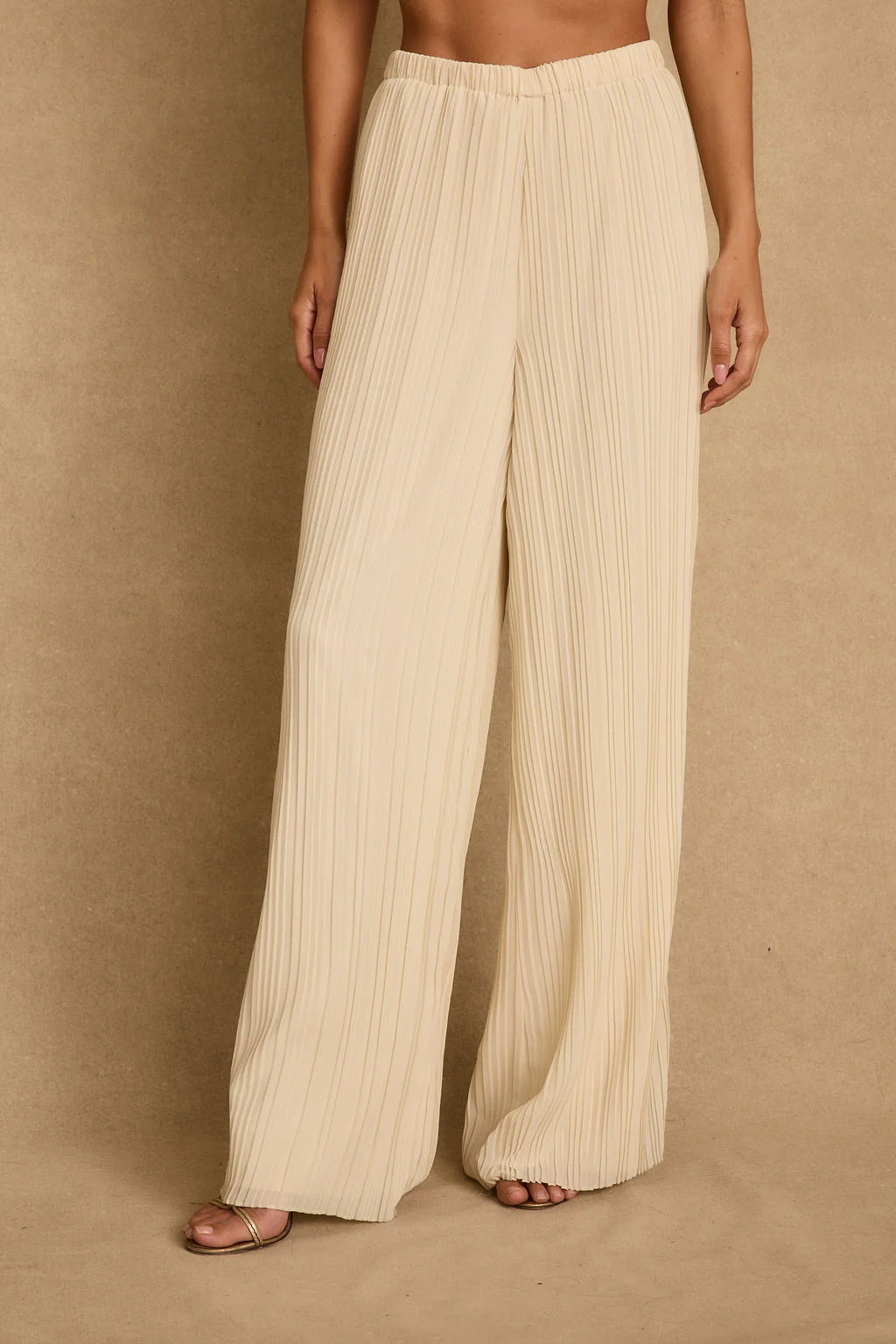 Zaria Cream Plisse Pants - Image 2